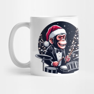 Drummer Monkey Christmas Mug